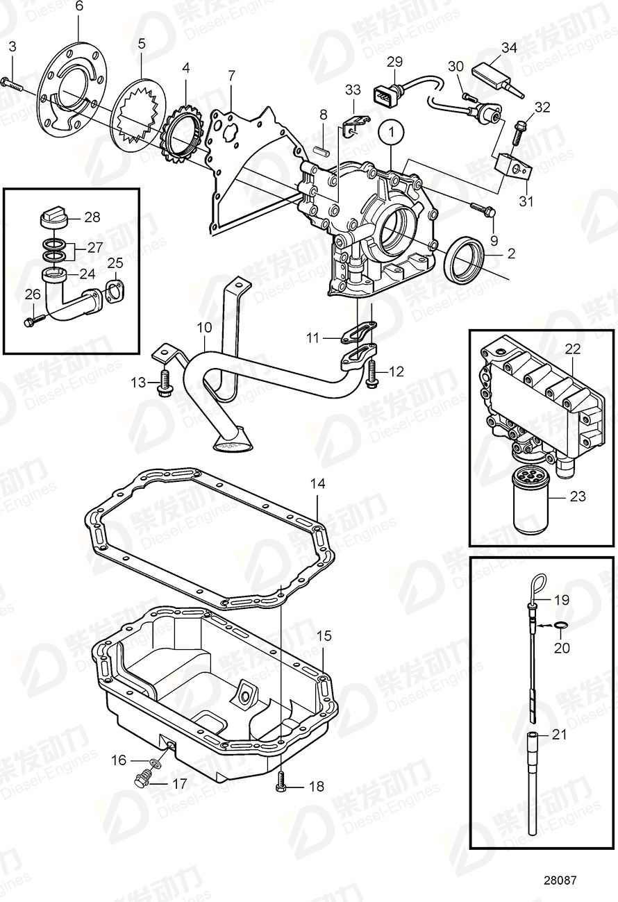 volvo penta Oil pump housing 21600207 Drawing volvo penta Oil pump housing 21600207 Drawing